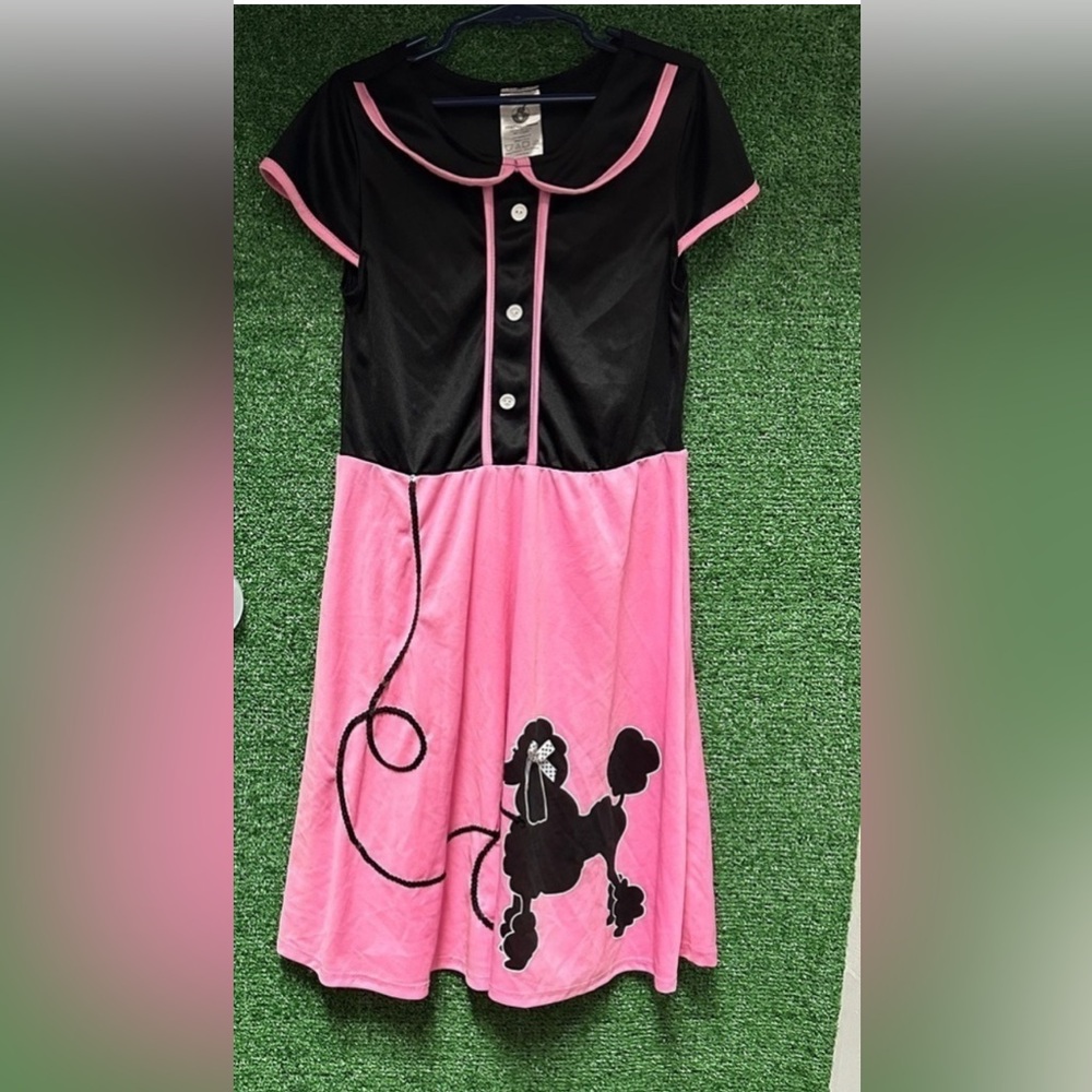 Pink and Black Poodle Dress
